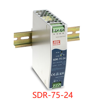 SDR-75-24 민웰 딘 레일 전원 공급기 12V 24V 48V 85%-89%