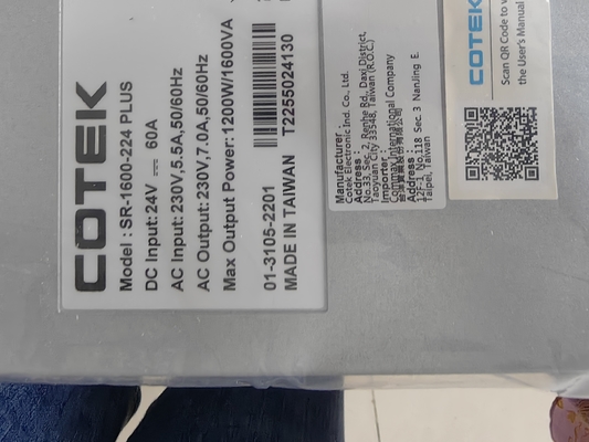 Cotek DC AC 인버터 SR 1600-224 플러스 24Vdc 230Vac 출력 1600VA 랙 인버터