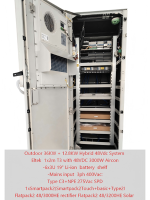 Smartpack 2 관제사를 가진 통신 잡종 체계 태양 옥외 내각 36KW+12.8KW
